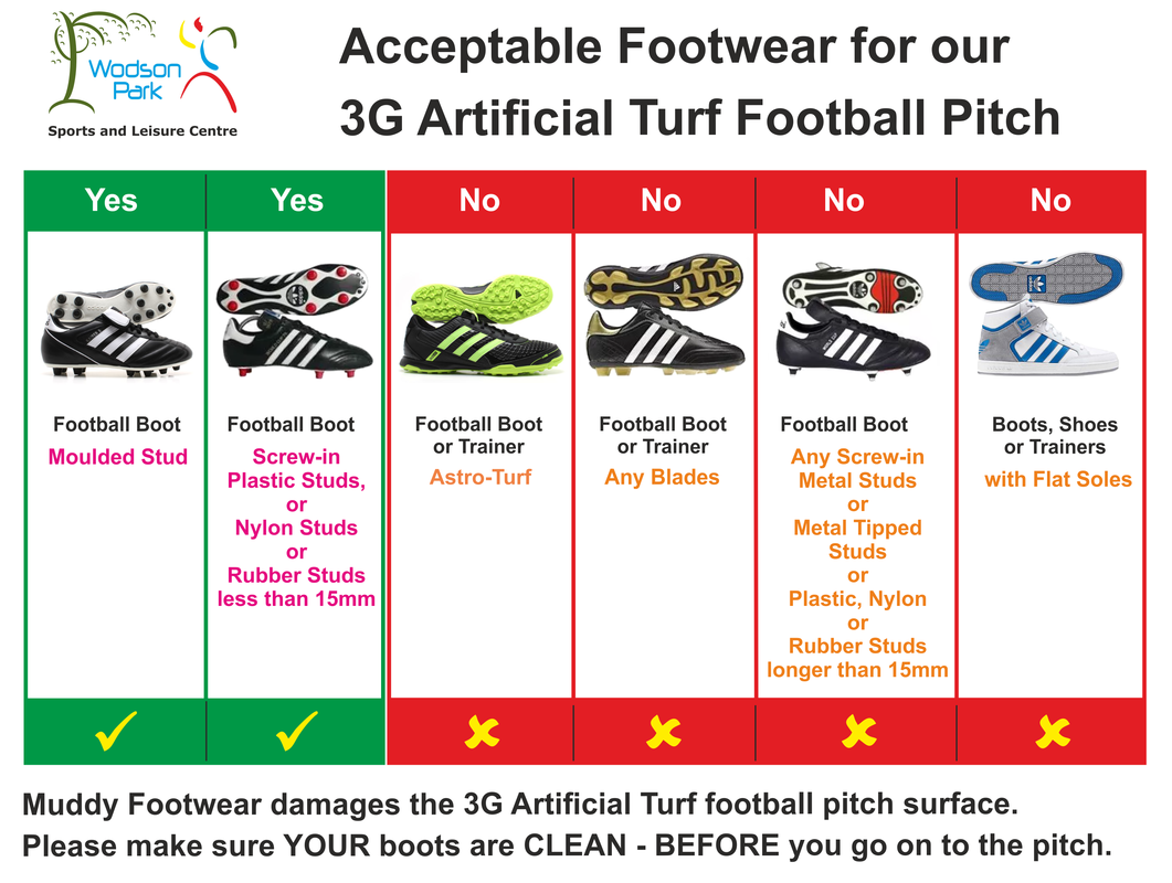 Wodson Park's 3G Football Acceptable Footwear